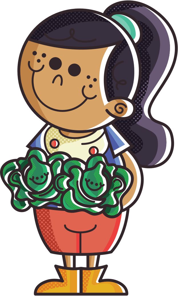 Farmer girl holding lettuce