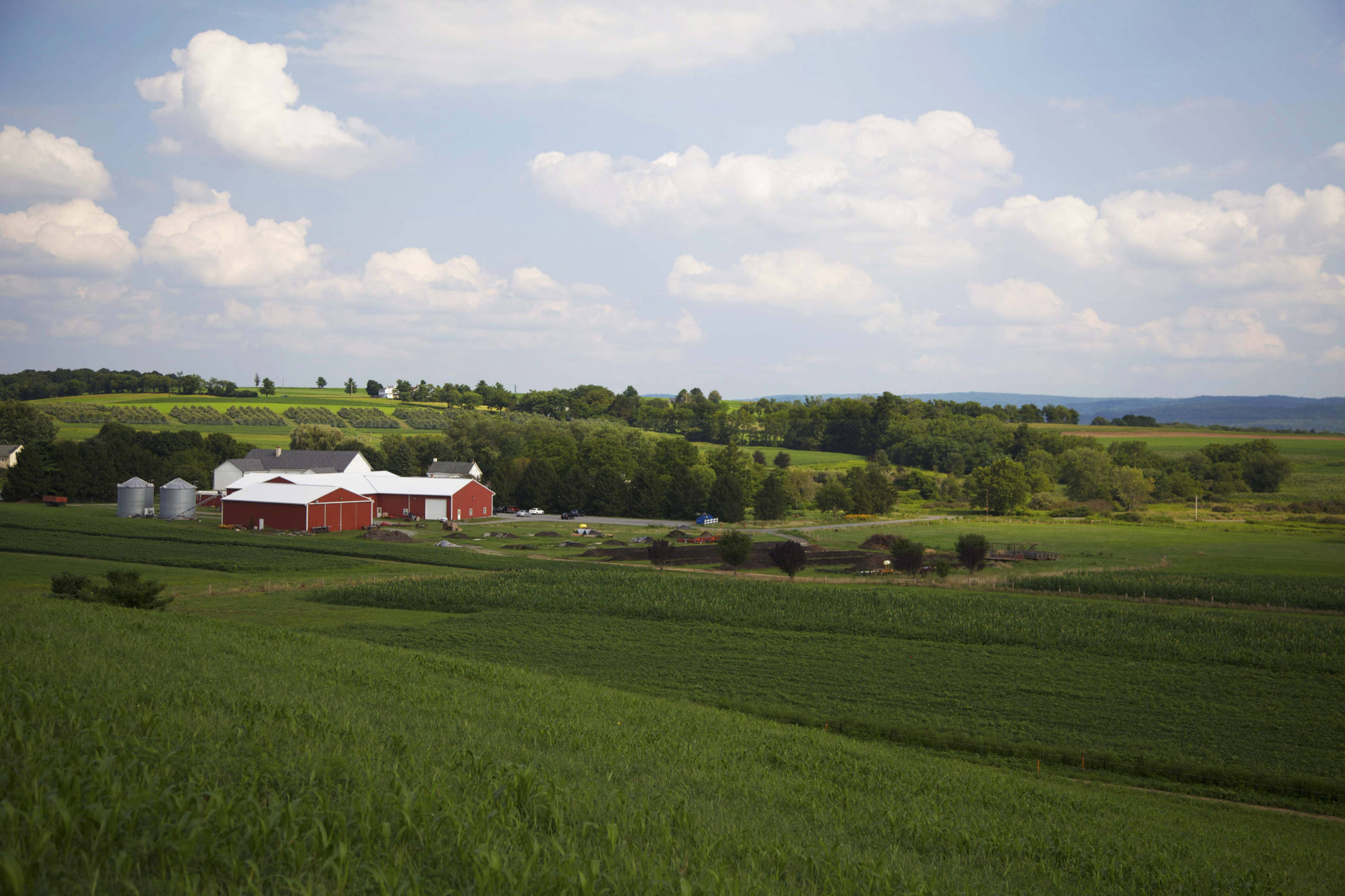 rolling farmland at rodale institute